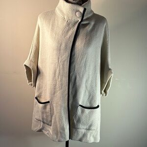 LC Lauren Conrad Cream Cardigan with Black Trim